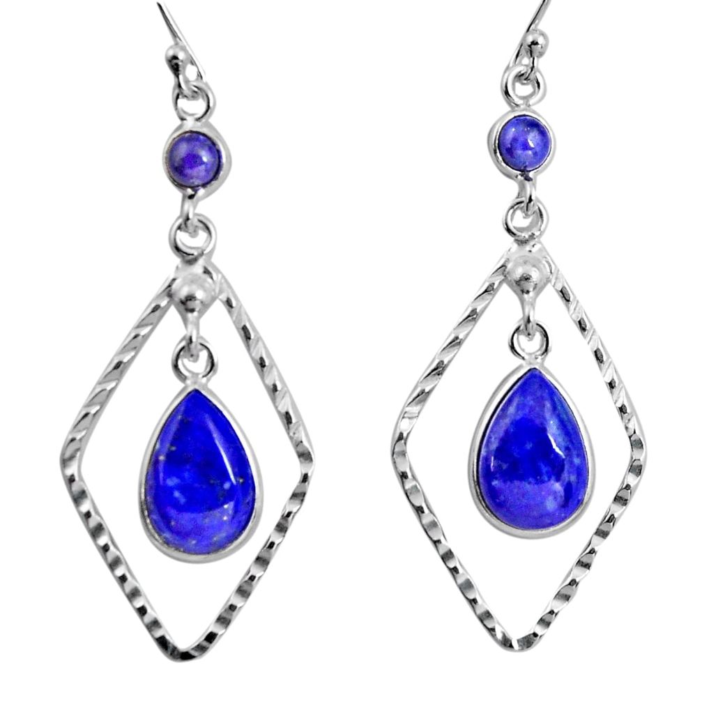 925 sterling silver 9.56cts natural blue lapis lazuli dangle earrings p92490