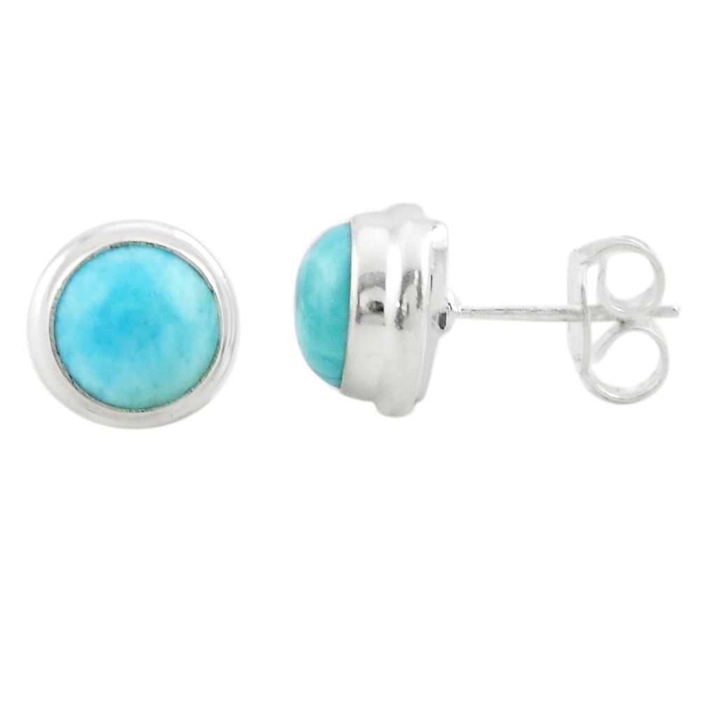 925 sterling silver 6.21cts natural blue larimar stud earrings jewelry p74451