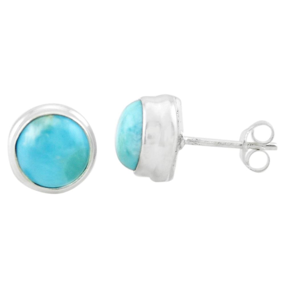 925 sterling silver 5.92cts natural blue larimar stud earrings jewelry p74474