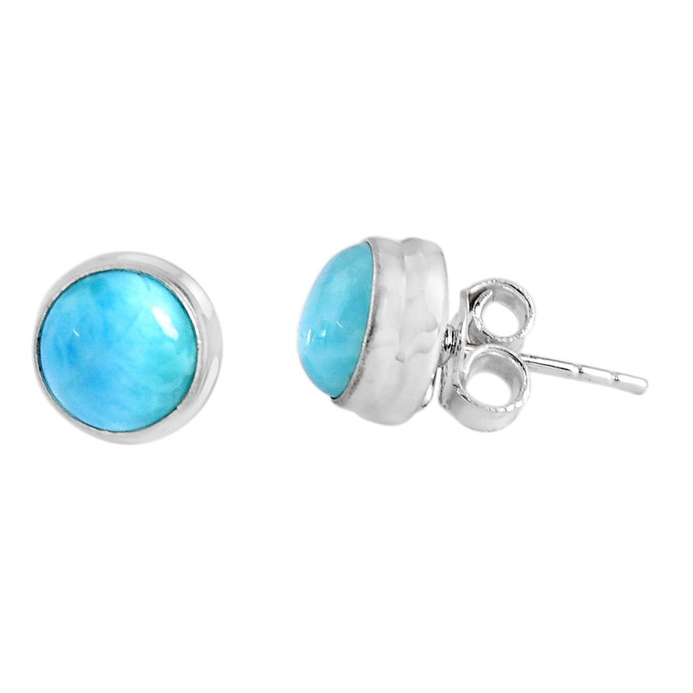 925 sterling silver 6.03cts natural blue larimar stud earrings jewelry p89510