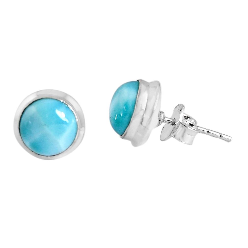 925 sterling silver 6.22cts natural blue larimar stud earrings jewelry p89513