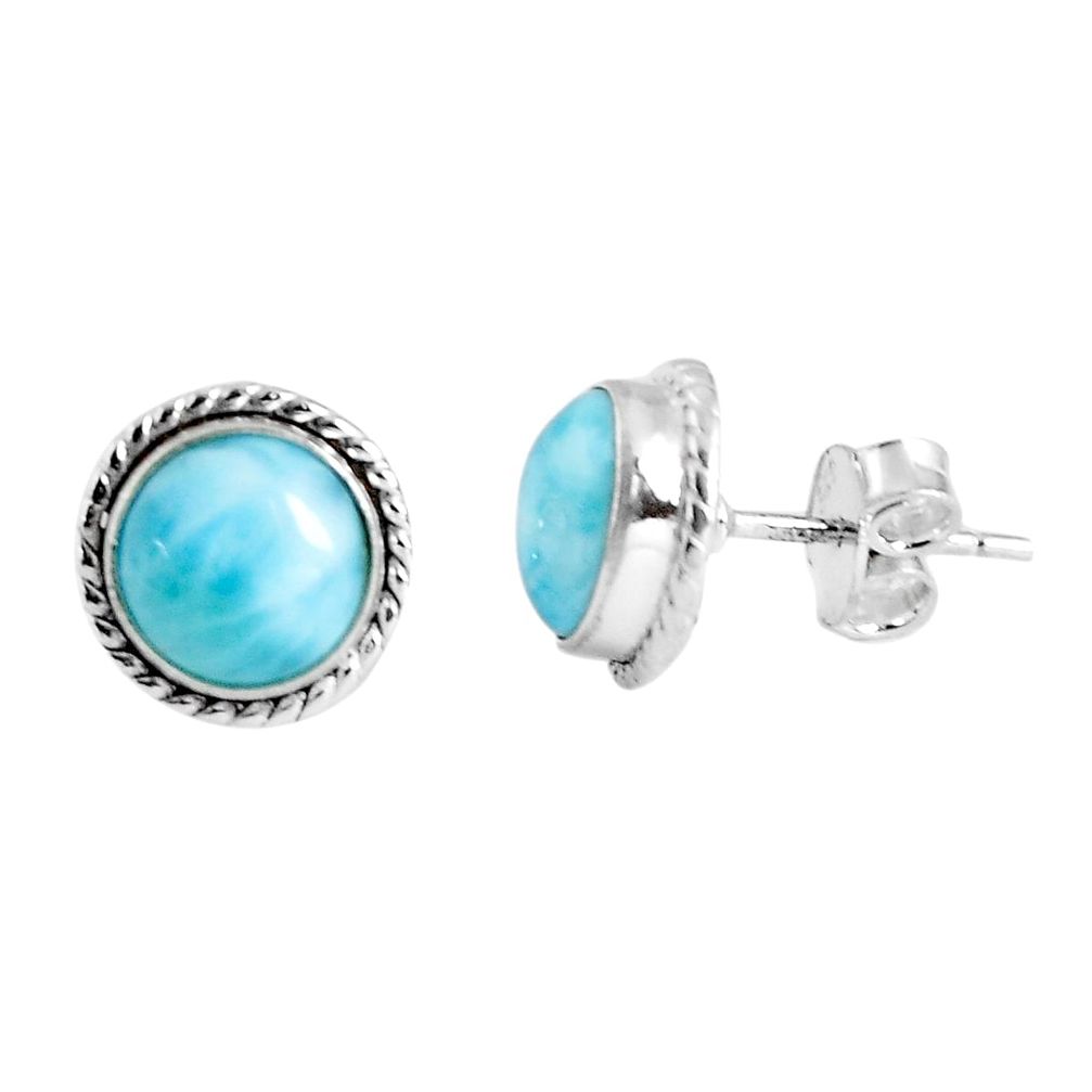 925 sterling silver 5.90cts natural blue larimar stud earrings jewelry p89524