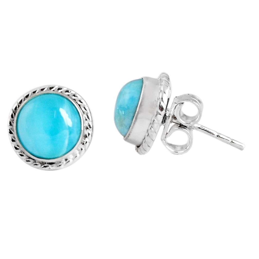 925 sterling silver 6.22cts natural blue larimar stud earrings jewelry p89527