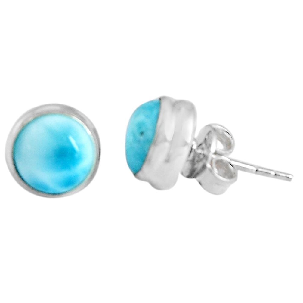 925 sterling silver 6.15cts natural blue larimar stud earrings jewelry p89535