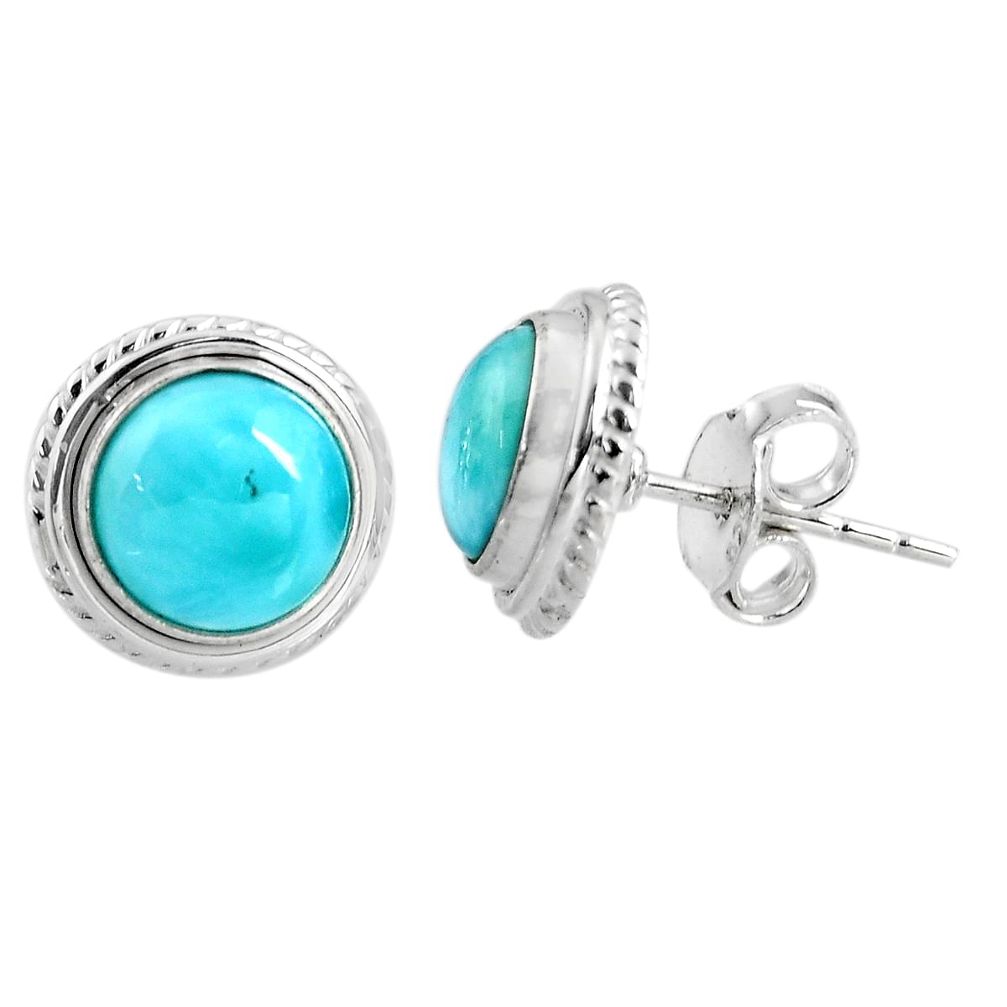 925 sterling silver 5.96cts natural blue larimar stud earrings jewelry p91985