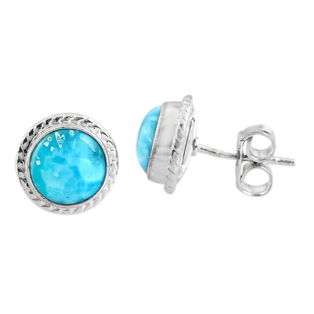 925 sterling silver 5.45cts natural blue larimar stud earrings jewelry p91992