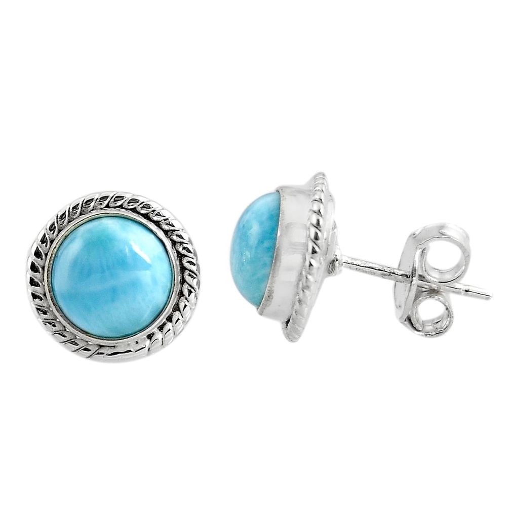 925 sterling silver 5.64cts natural blue larimar stud earrings jewelry p91996