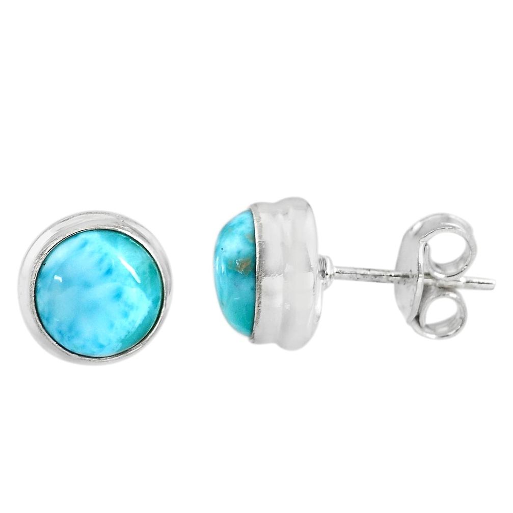 925 sterling silver 5.17cts natural blue larimar stud earrings jewelry p92000