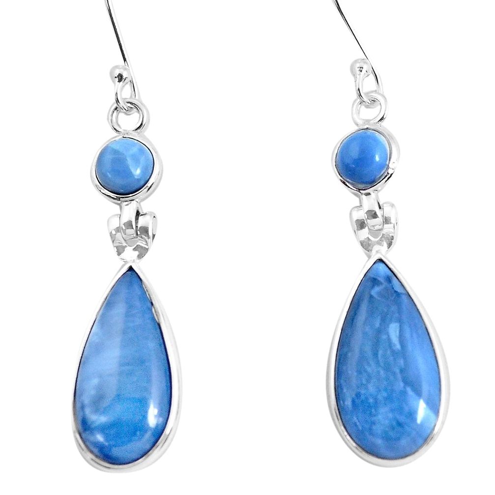 925 sterling silver 16.04cts natural blue owyhee opal dangle earrings p48010