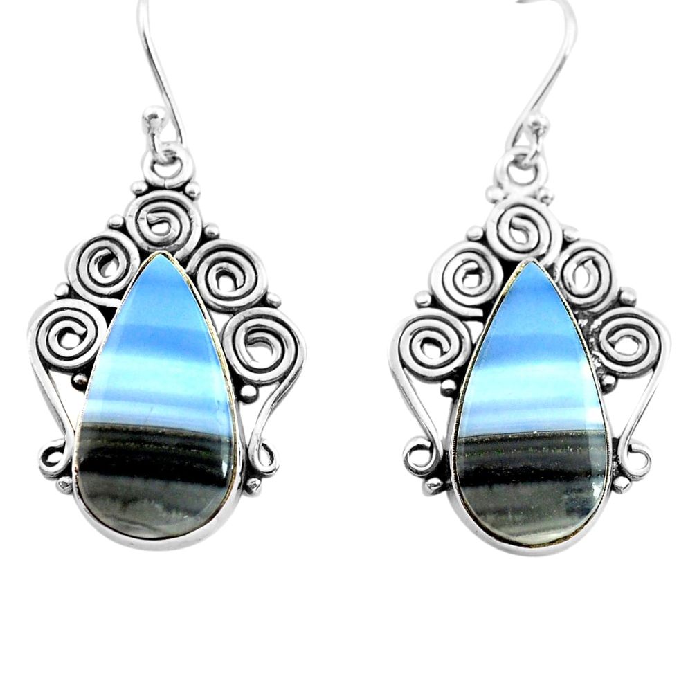 925 sterling silver 17.42cts natural blue owyhee opal dangle earrings p72718