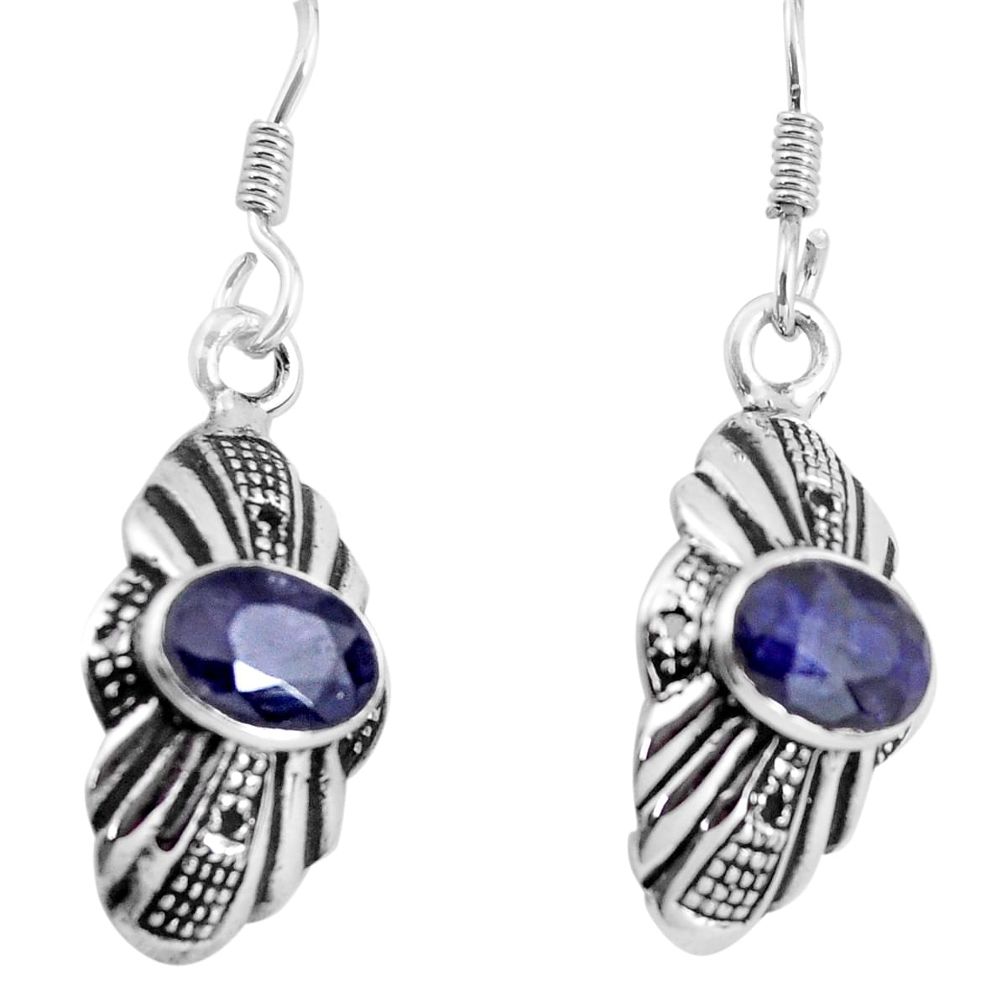 925 sterling silver 4.24cts natural blue sapphire earrings jewelry d32571