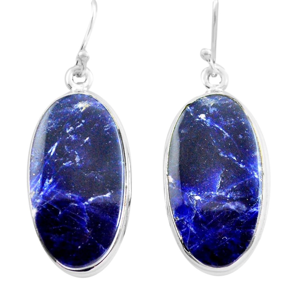 925 sterling silver 20.96cts natural blue sodalite dangle earrings p72790