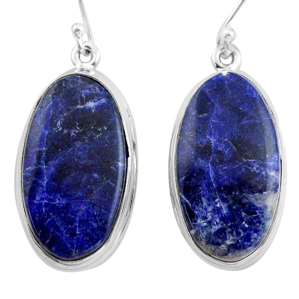 925 sterling silver 24.00cts natural blue sodalite dangle earrings p88755