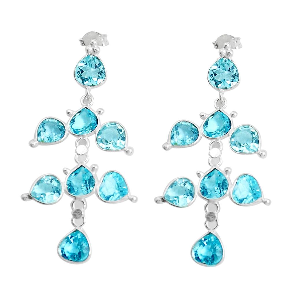 925 sterling silver 14.17cts natural blue topaz chandelier earrings p43884