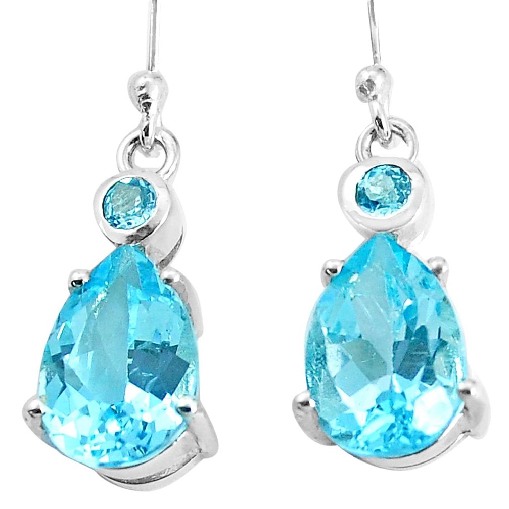925 sterling silver 8.80cts natural blue topaz dangle earrings jewelry p36639