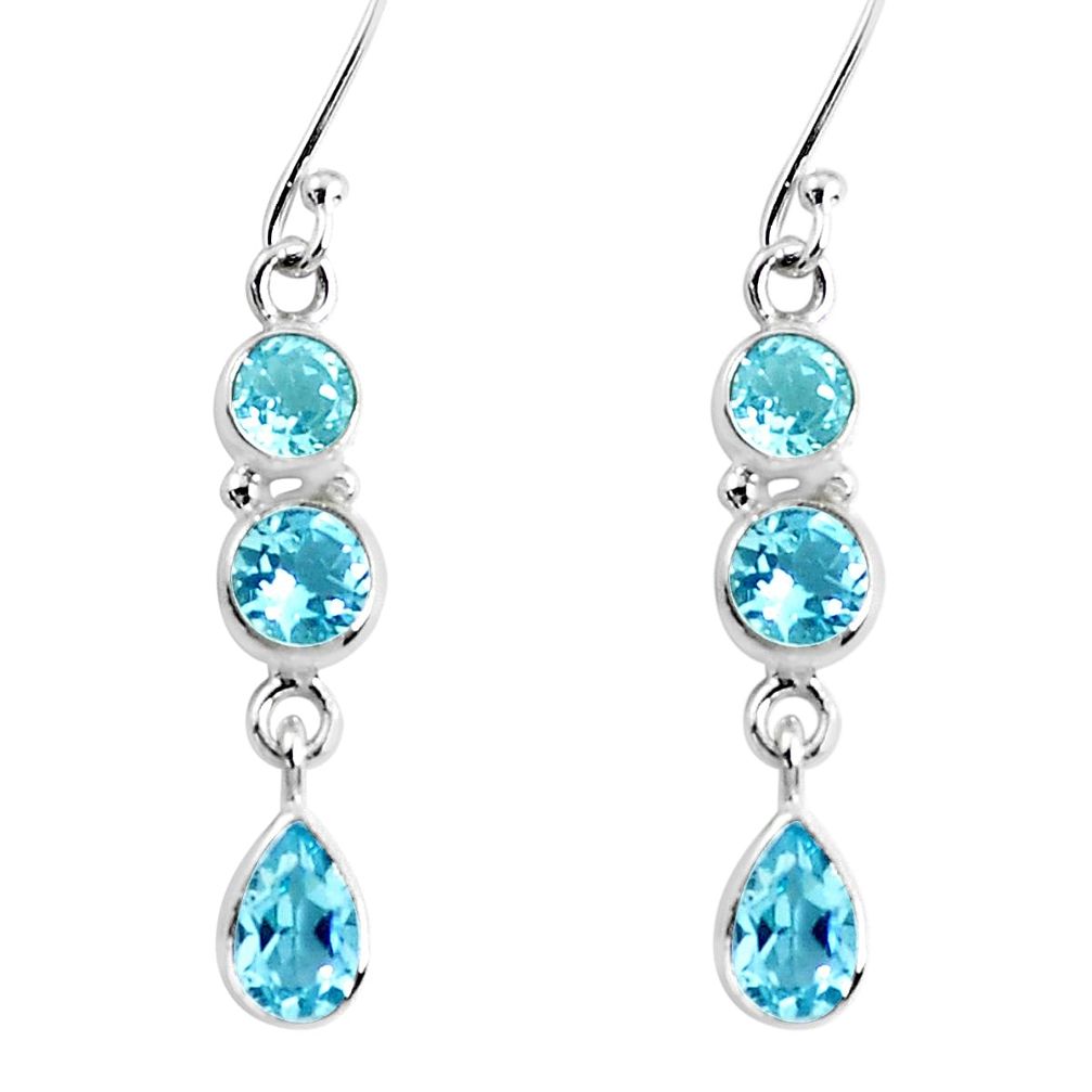 925 sterling silver 8.73cts natural blue topaz dangle earrings jewelry p45717