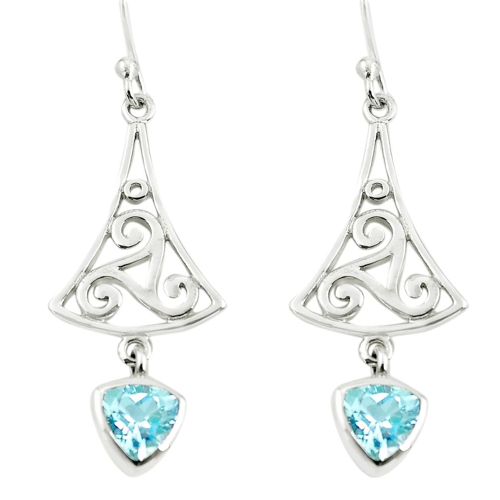 925 sterling silver 3.29cts natural blue topaz dangle earrings jewelry p62627