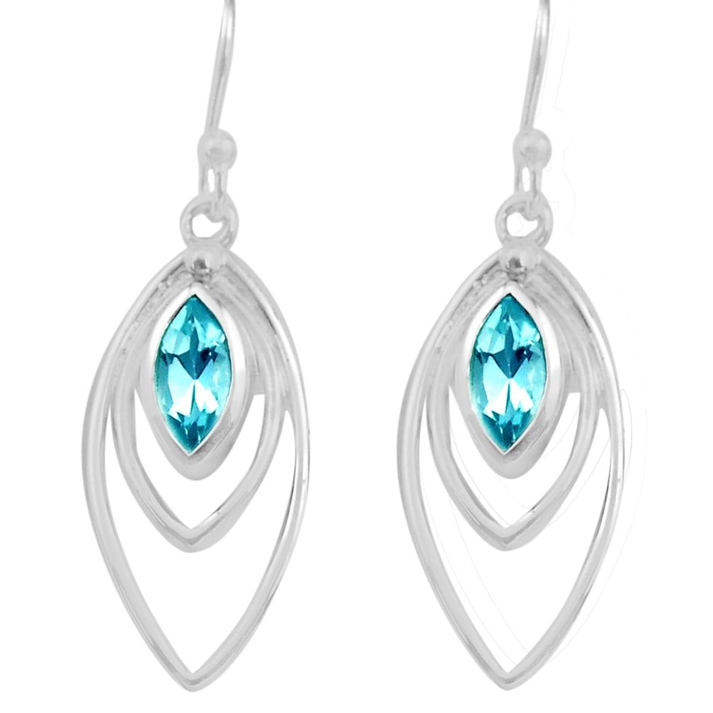 925 sterling silver 4.30cts natural blue topaz dangle earrings jewelry p82217