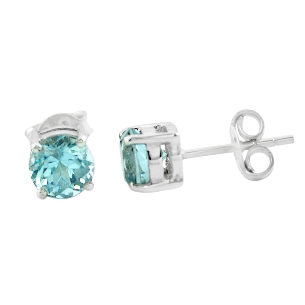 925 sterling silver 2.54cts natural blue topaz stud earrings jewelry p62452