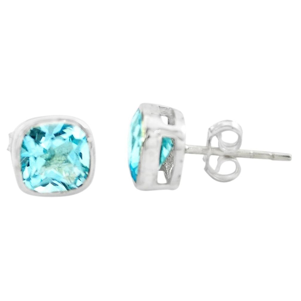 925 sterling silver 4.35cts natural blue topaz stud earrings jewelry p82184