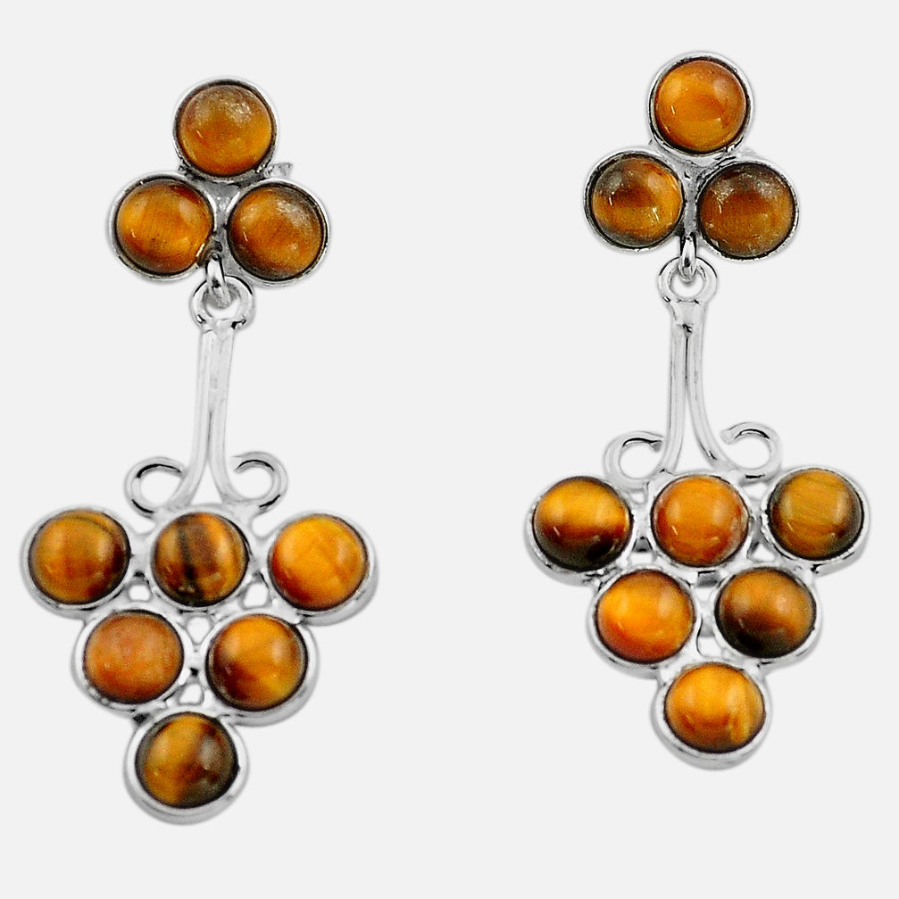 925 sterling silver 14.68cts natural brown tiger's eye dangle earrings p88368
