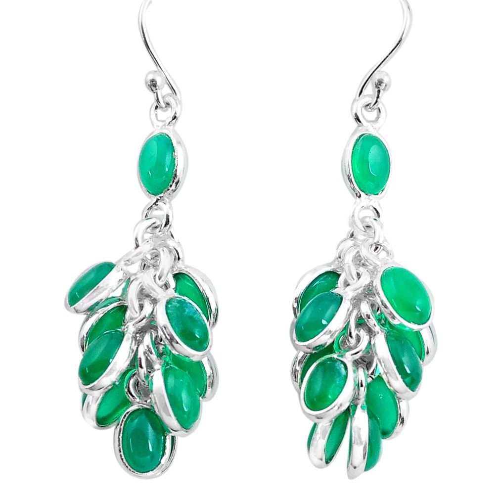 925 sterling silver 23.72cts natural green chalcedony chandelier earrings p77411