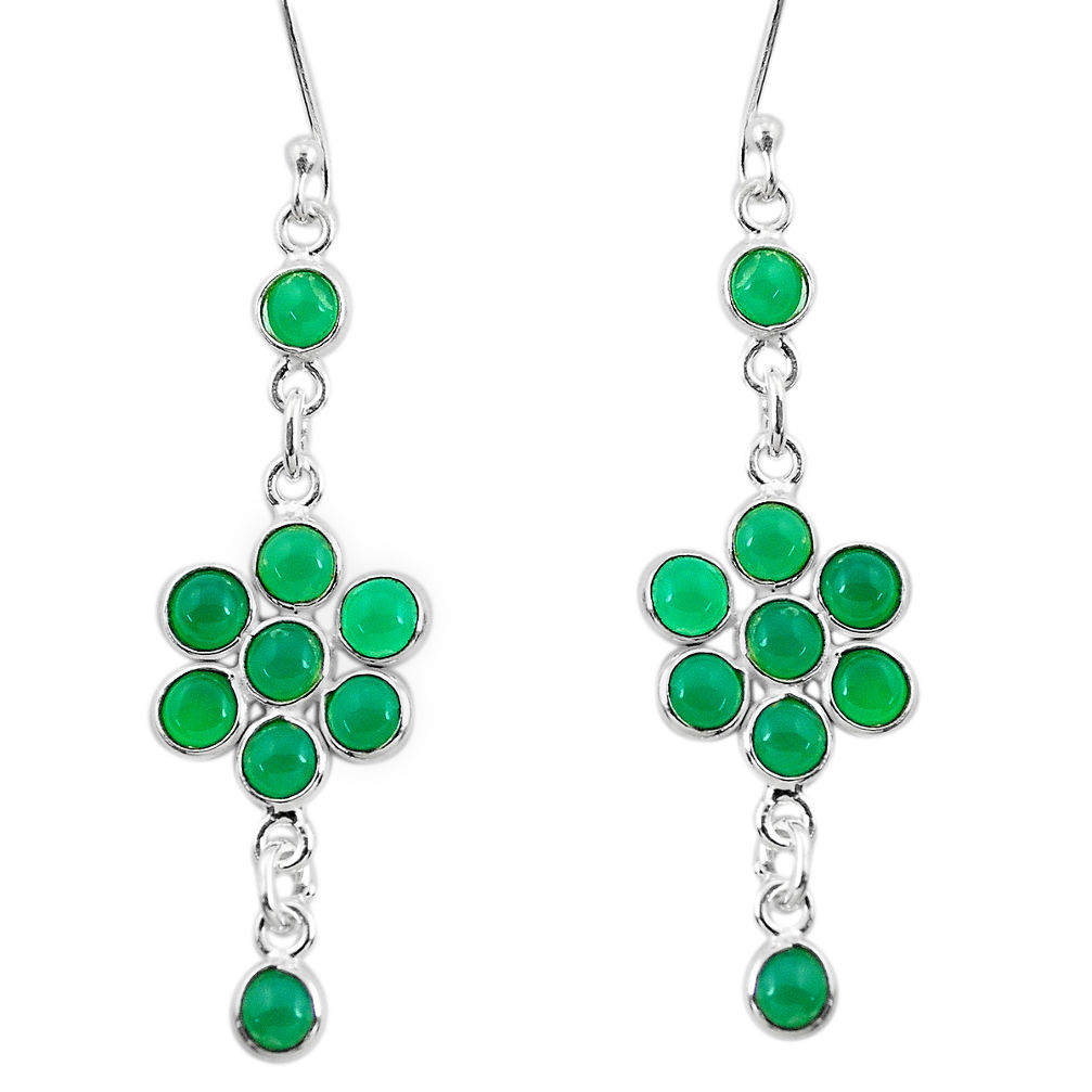 925 sterling silver 10.33cts natural green chalcedony dangle earrings p50730