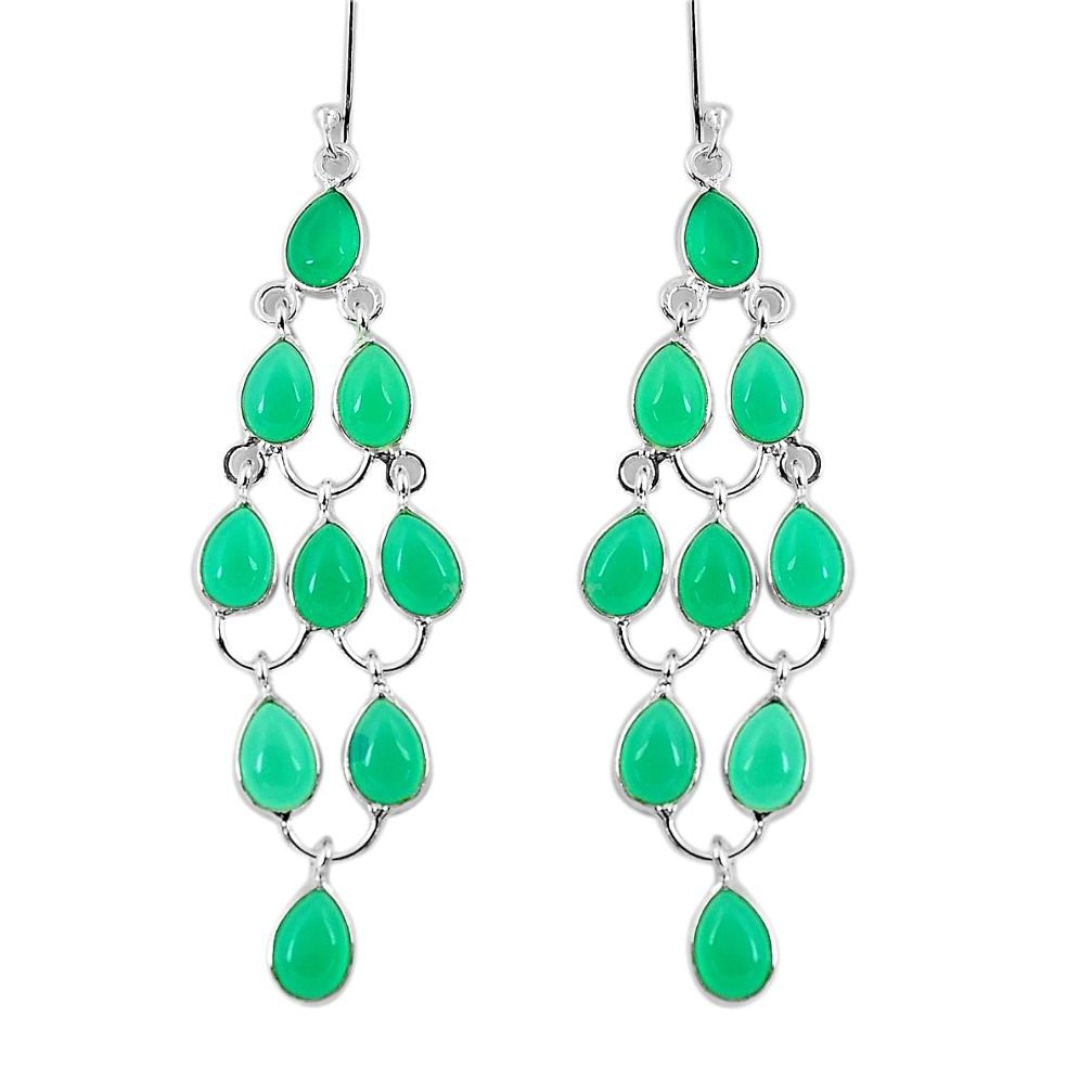 925 sterling silver 20.30cts natural green chalcedony earrings jewelry p92964