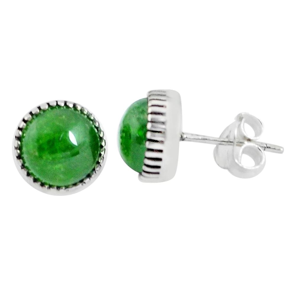 925 sterling silver 6.27cts natural green chrome diopside stud earrings p45288