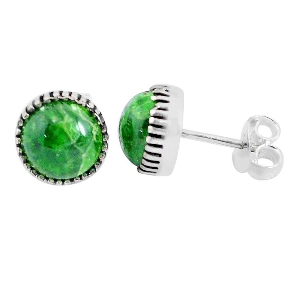 925 sterling silver 5.39cts natural green chrome diopside stud earrings p45299