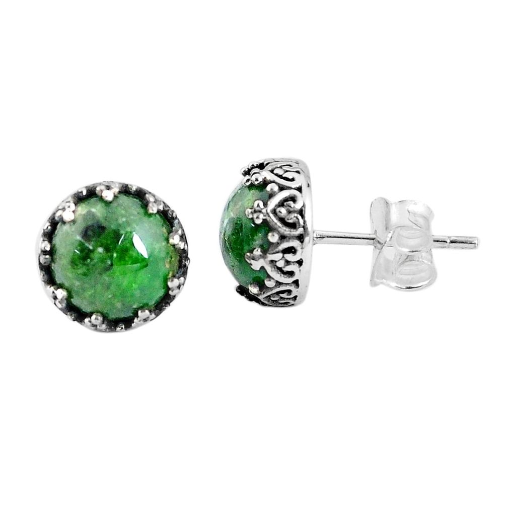 925 sterling silver 7.56cts natural green chrome diopside stud earrings p45859