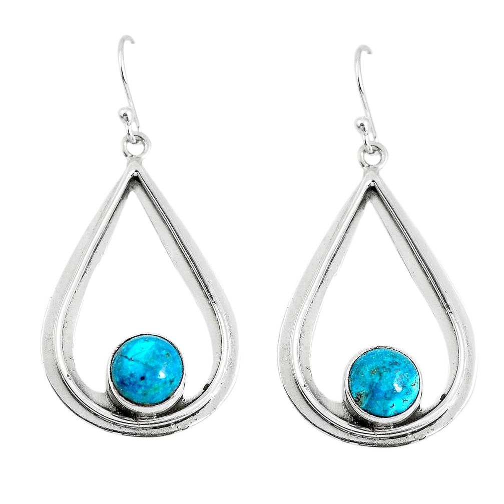 925 sterling silver 5.54cts natural green chrysocolla dangle earrings p52891