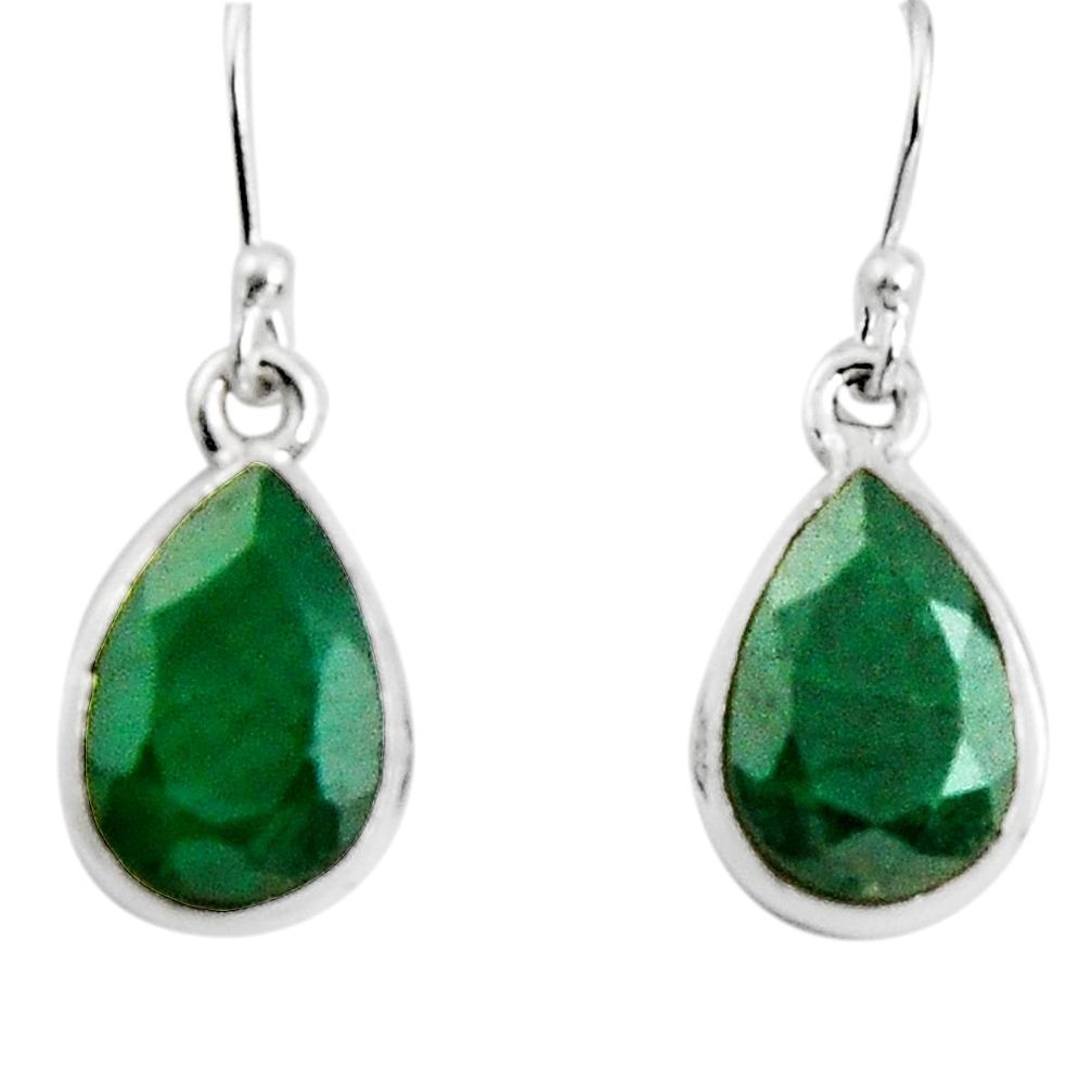 925 sterling silver 10.84cts natural green emerald dangle earrings d32420