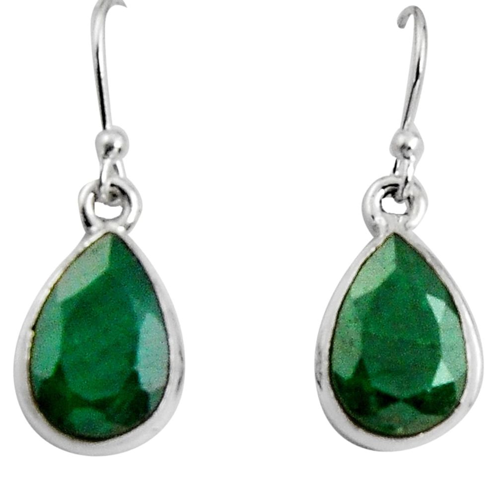 925 sterling silver 10.31cts natural green emerald dangle earrings d32440