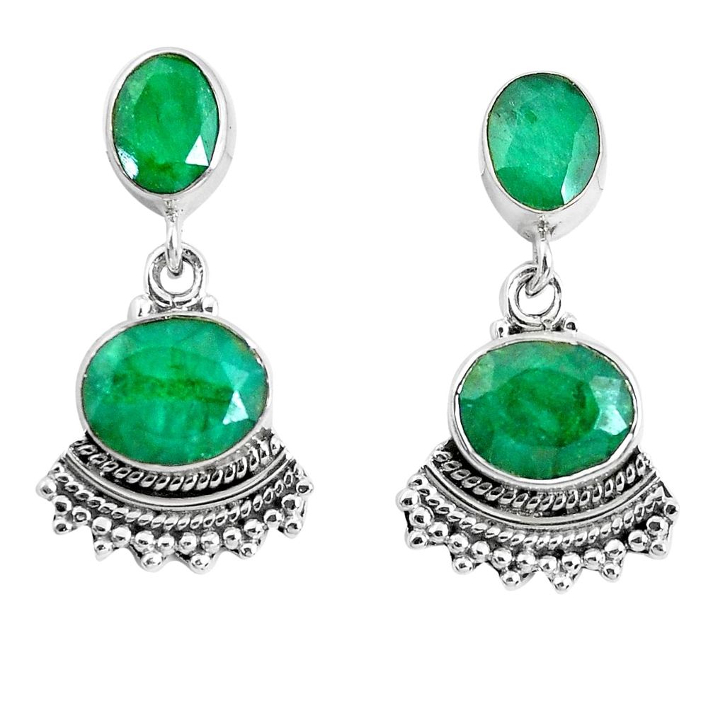 925 sterling silver 11.62cts natural green emerald dangle earrings p51564