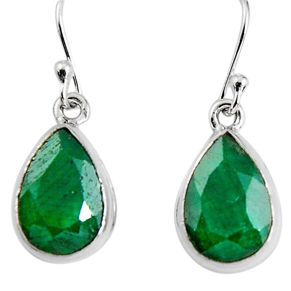 925 sterling silver 10.33cts natural green emerald dangle earrings p91548
