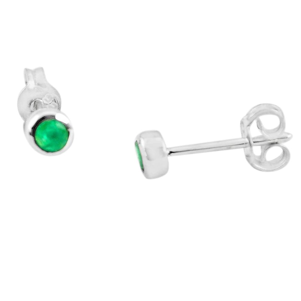 925 sterling silver 0.44cts natural green emerald stud earrings jewelry p73520