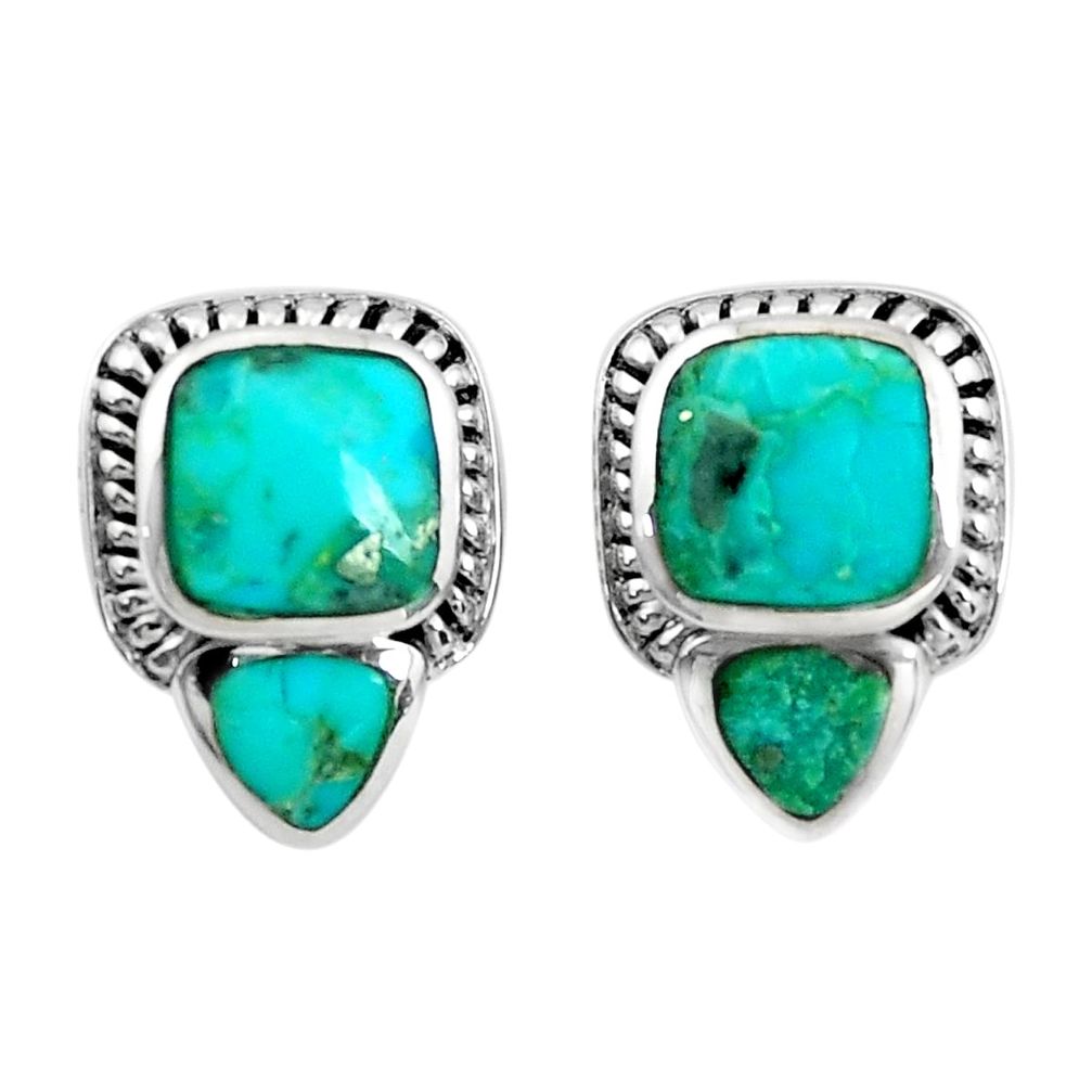 925 sterling silver 8.44cts natural green kingman turquoise stud earrings c1795