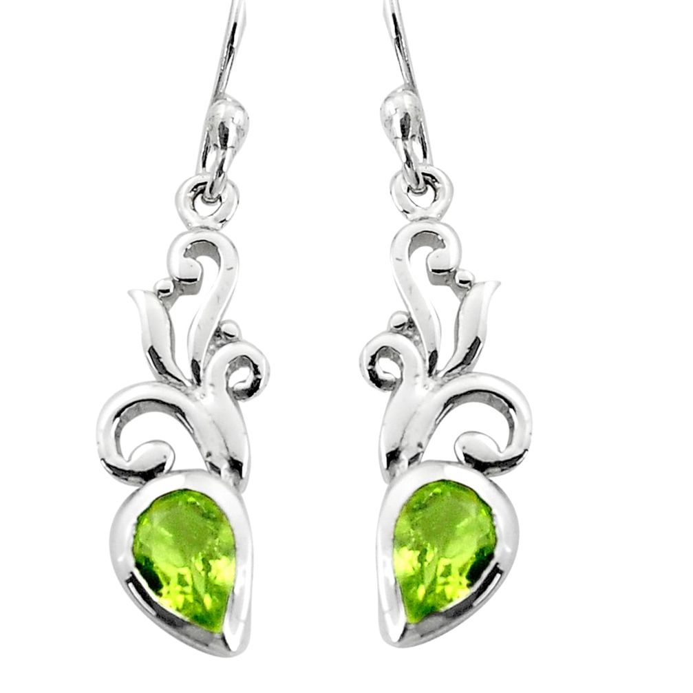 925 sterling silver 3.62cts natural green peridot dangle earrings jewelry p36851