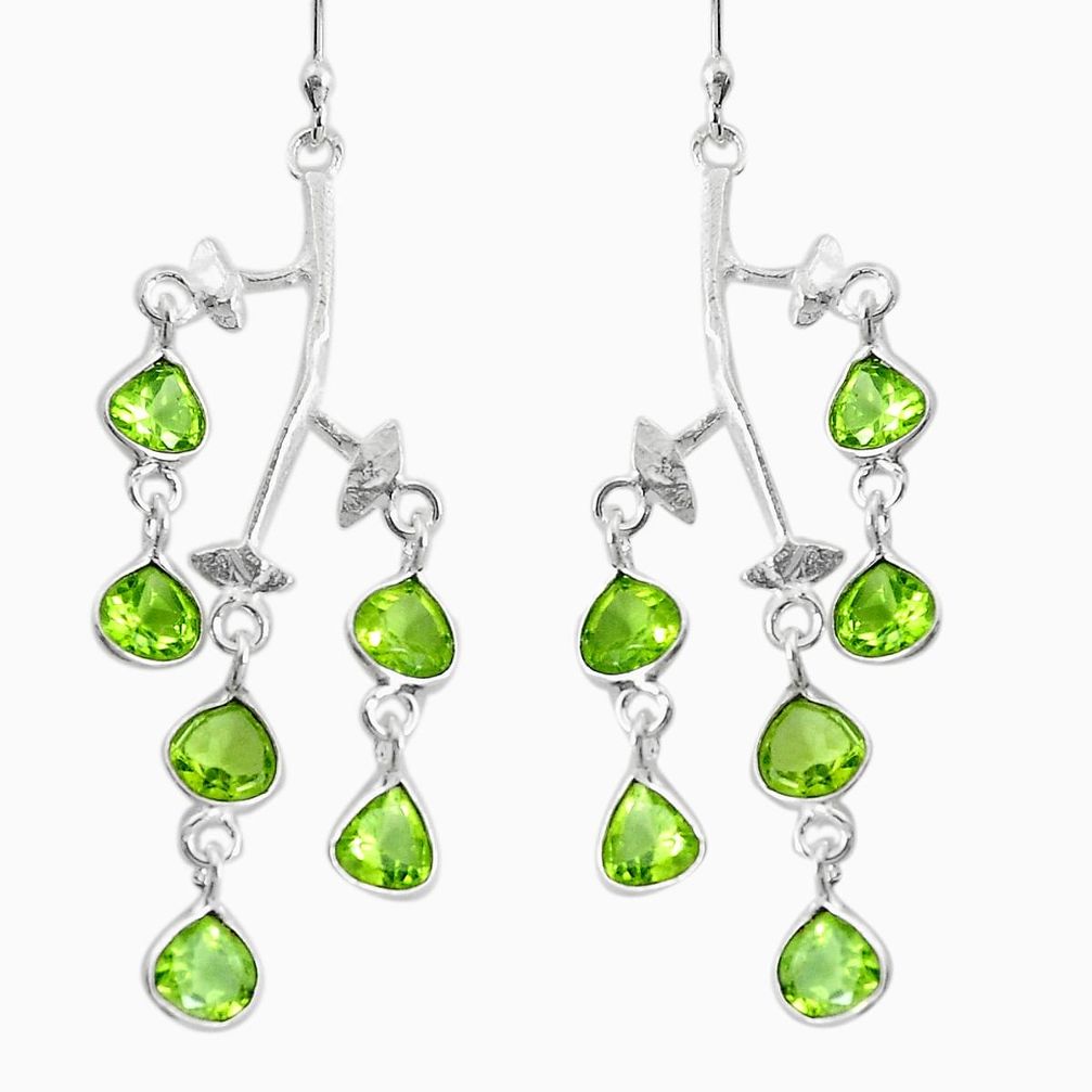 925 sterling silver 9.29cts natural green peridot dangle earrings jewelry p43860