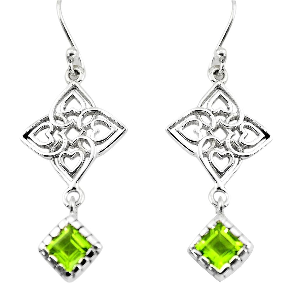 925 sterling silver 5.53cts natural green peridot dangle earrings jewelry p73615