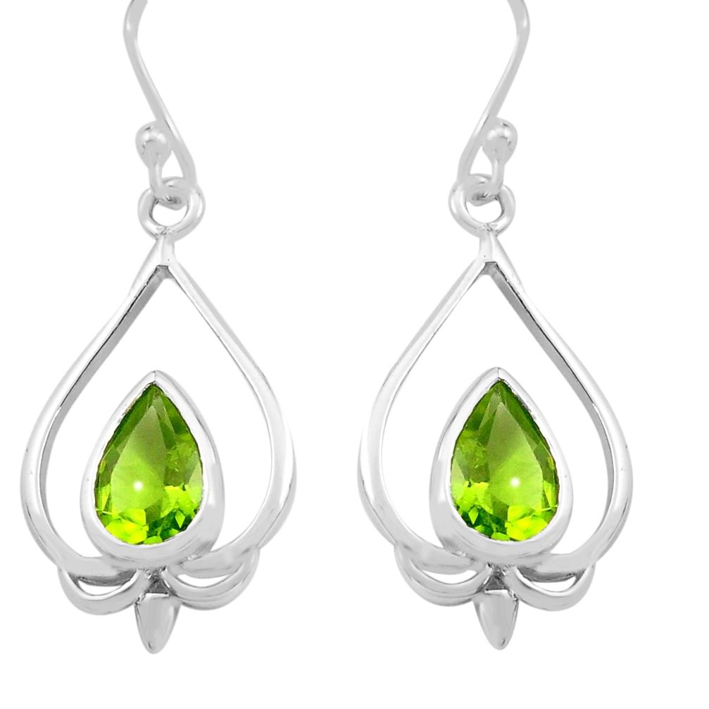 925 sterling silver 5.45cts natural green peridot dangle earrings jewelry p82232