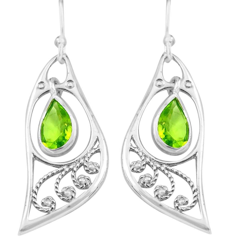 925 sterling silver 5.22cts natural green peridot dangle earrings jewelry p82247