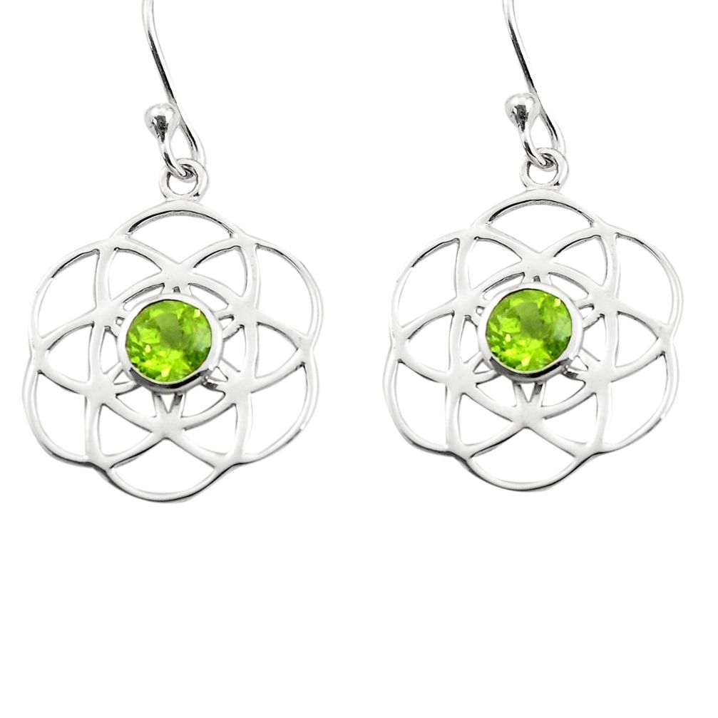 925 sterling silver 1.87cts natural green peridot dangle earrings jewelry p84124