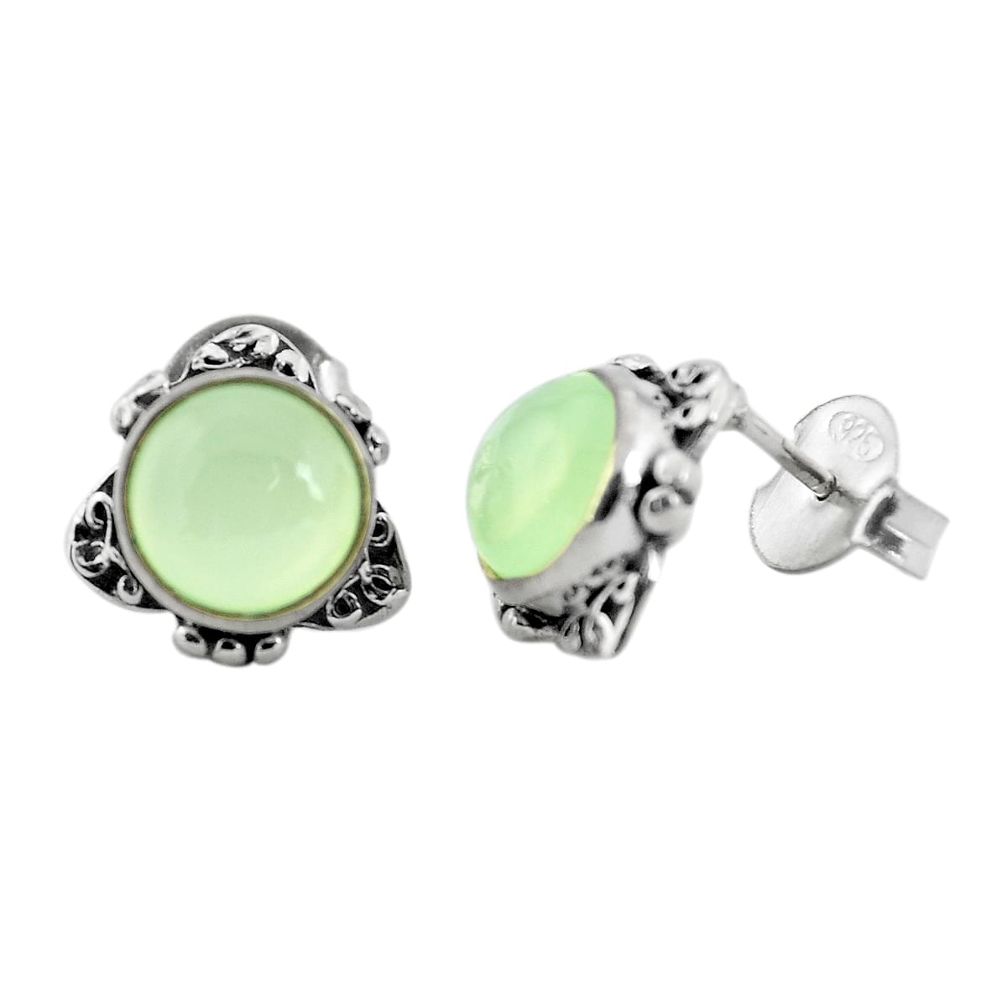 925 sterling silver 5.44cts natural green prehnite stud earrings jewelry p35590