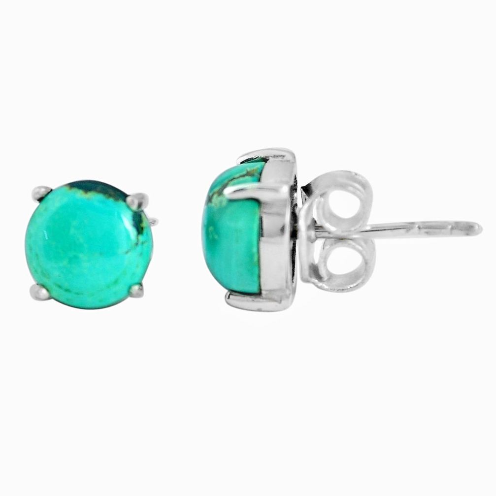 925 sterling silver 5.07cts natural green turquoise tibetan stud earrings p53144