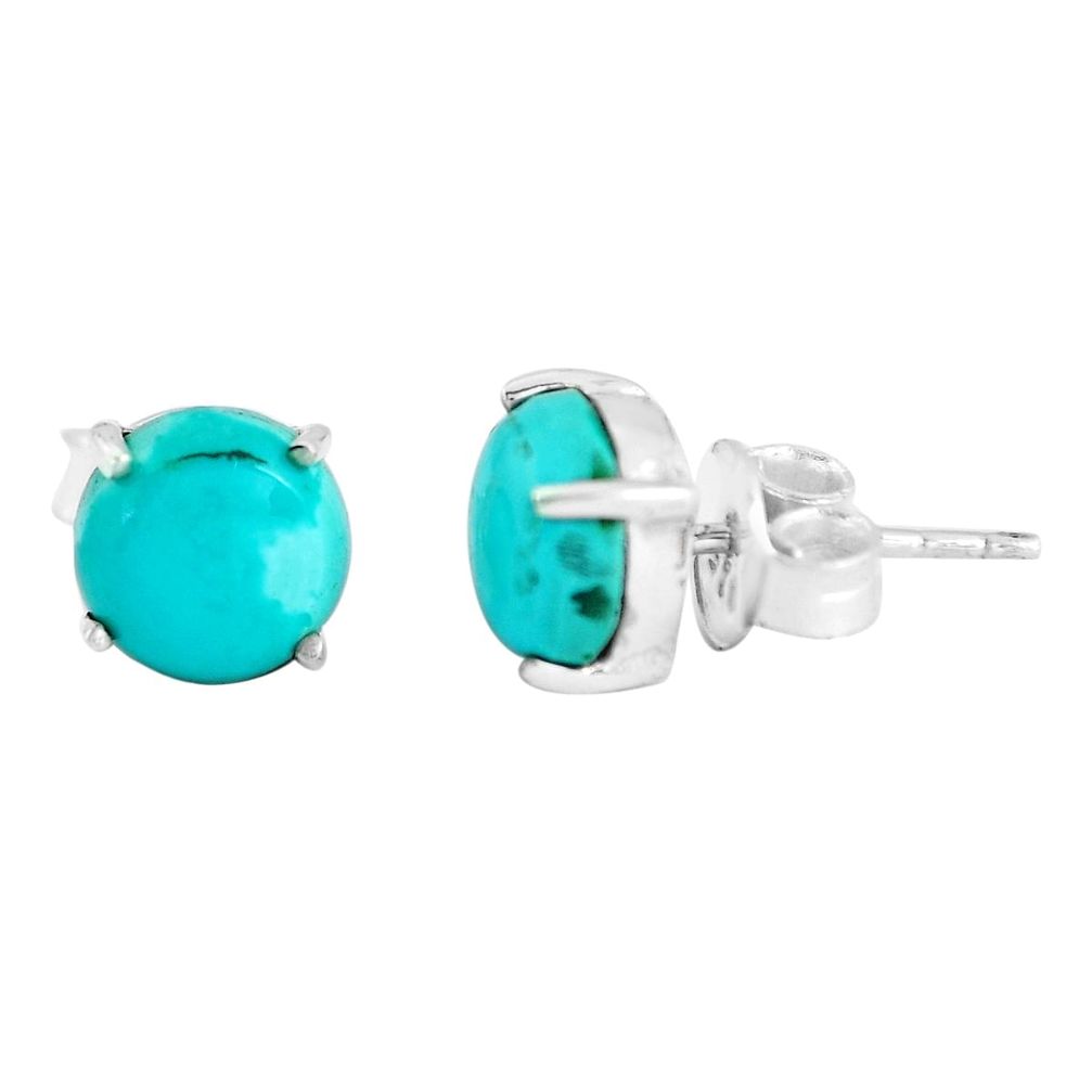 925 sterling silver 5.20cts natural green turquoise tibetan stud earrings p53164