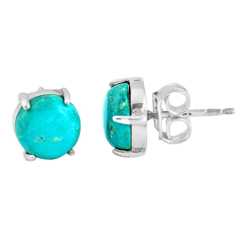 925 sterling silver 5.65cts natural green turquoise tibetan stud earrings p53178