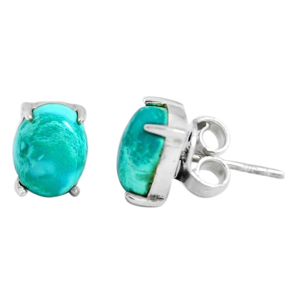 925 sterling silver 5.60cts natural green turquoise tibetan stud earrings p53208