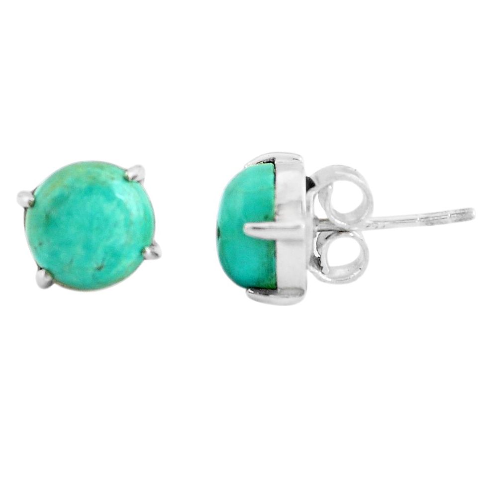 925 sterling silver 6.18cts natural green turquoise tibetan stud earrings p54120